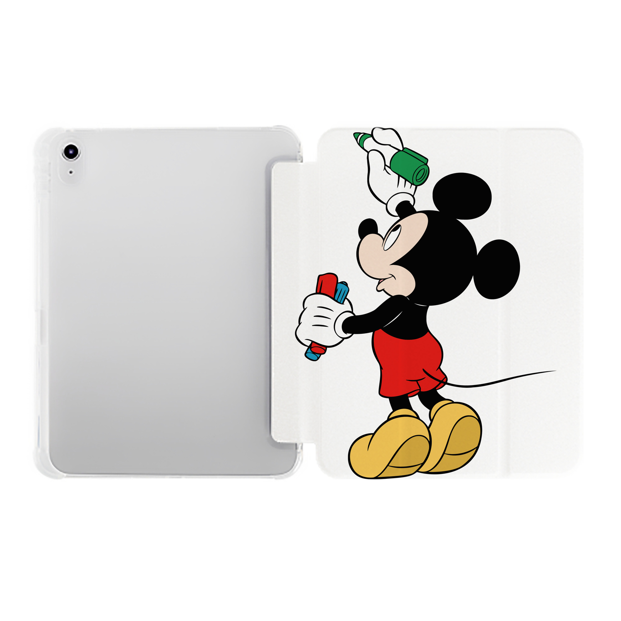 （画像用） ミッキーマウス Mickey Mouse IPad ケース ペン収納付き 三つ折りスタンド PUレザー×シリコン 対応機種9.5/10.5/10.9インチ